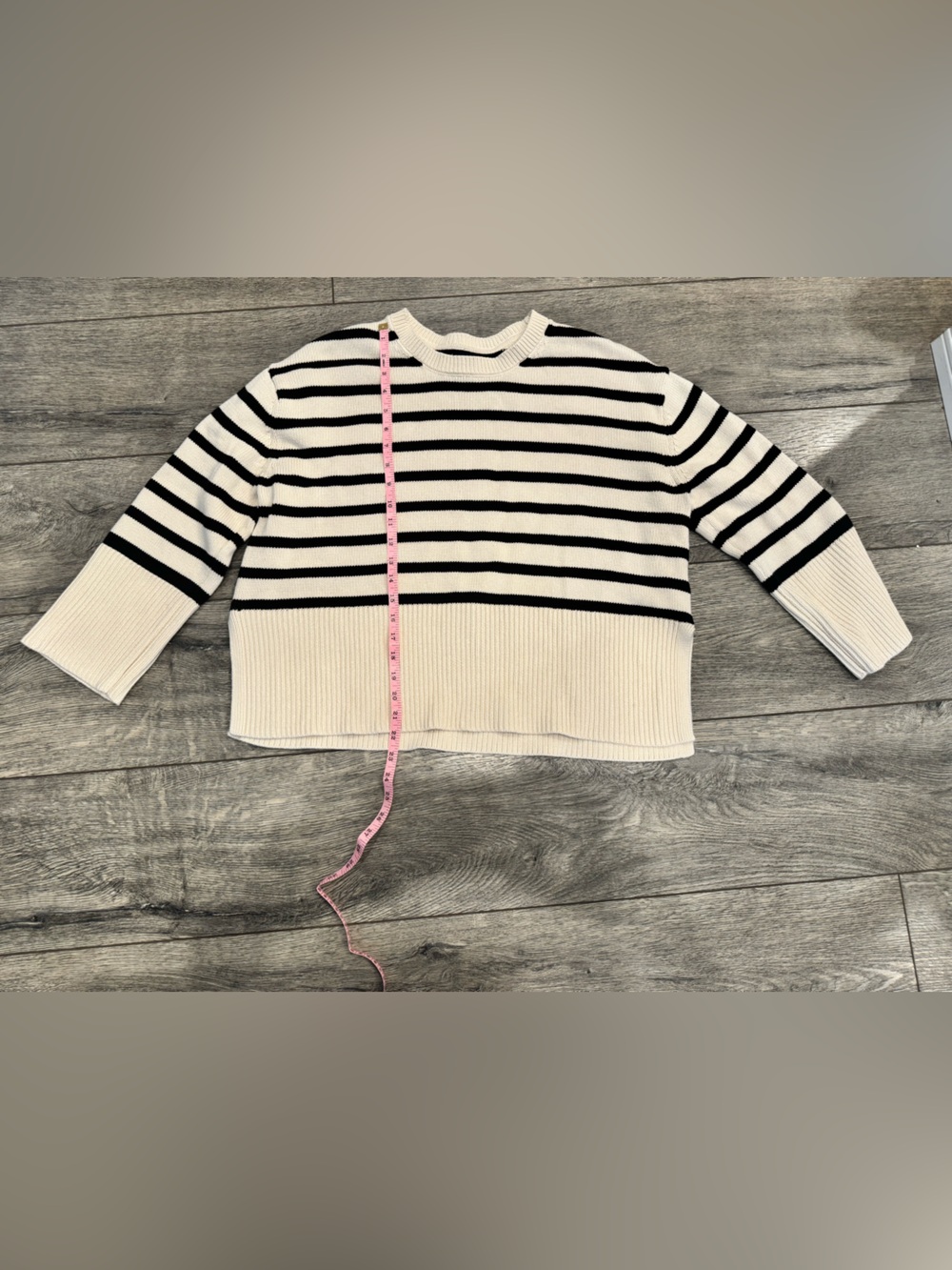 GAP Striped Crewneck Sweater in Ivory and Black